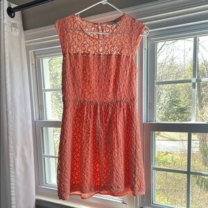 Forever 21 Coral Lace Midi Dress